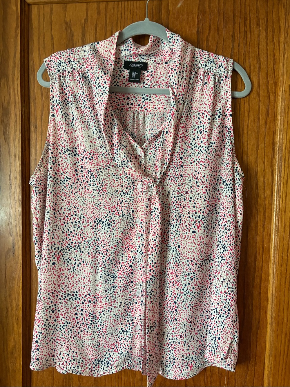 Jones New York Pink and Navy Speckled Sleeveless V-Neck Camisole